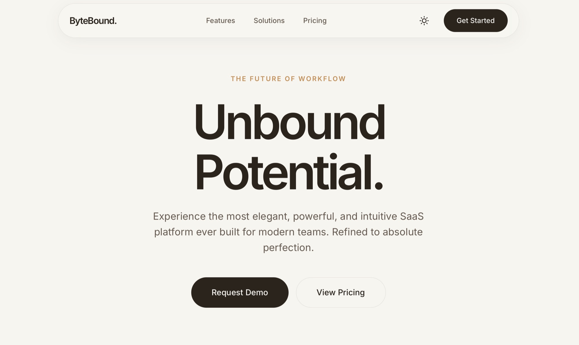 ByteBound SaaS website — Unbound Potential hero