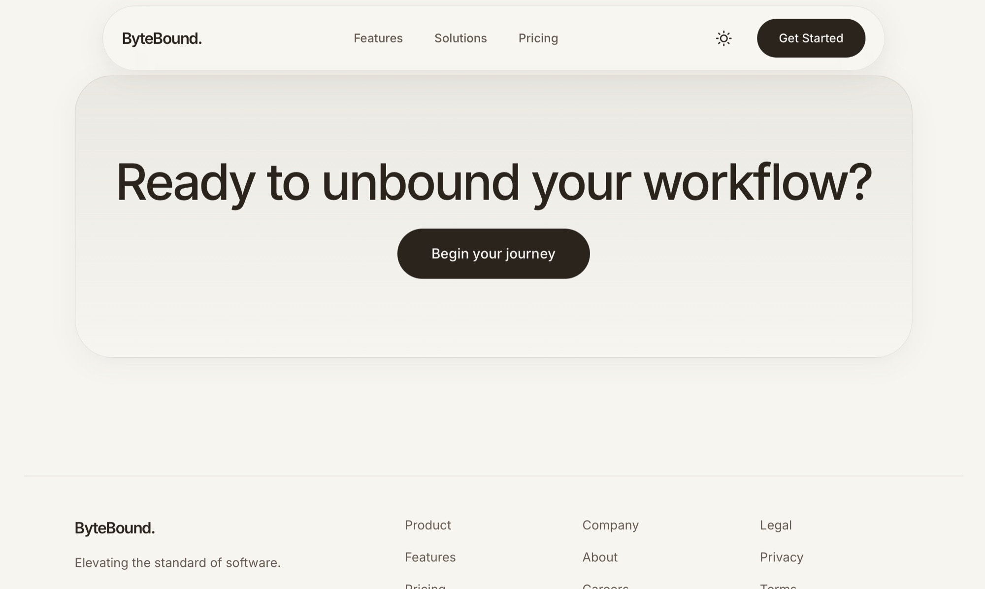 ByteBound — call to action and footer