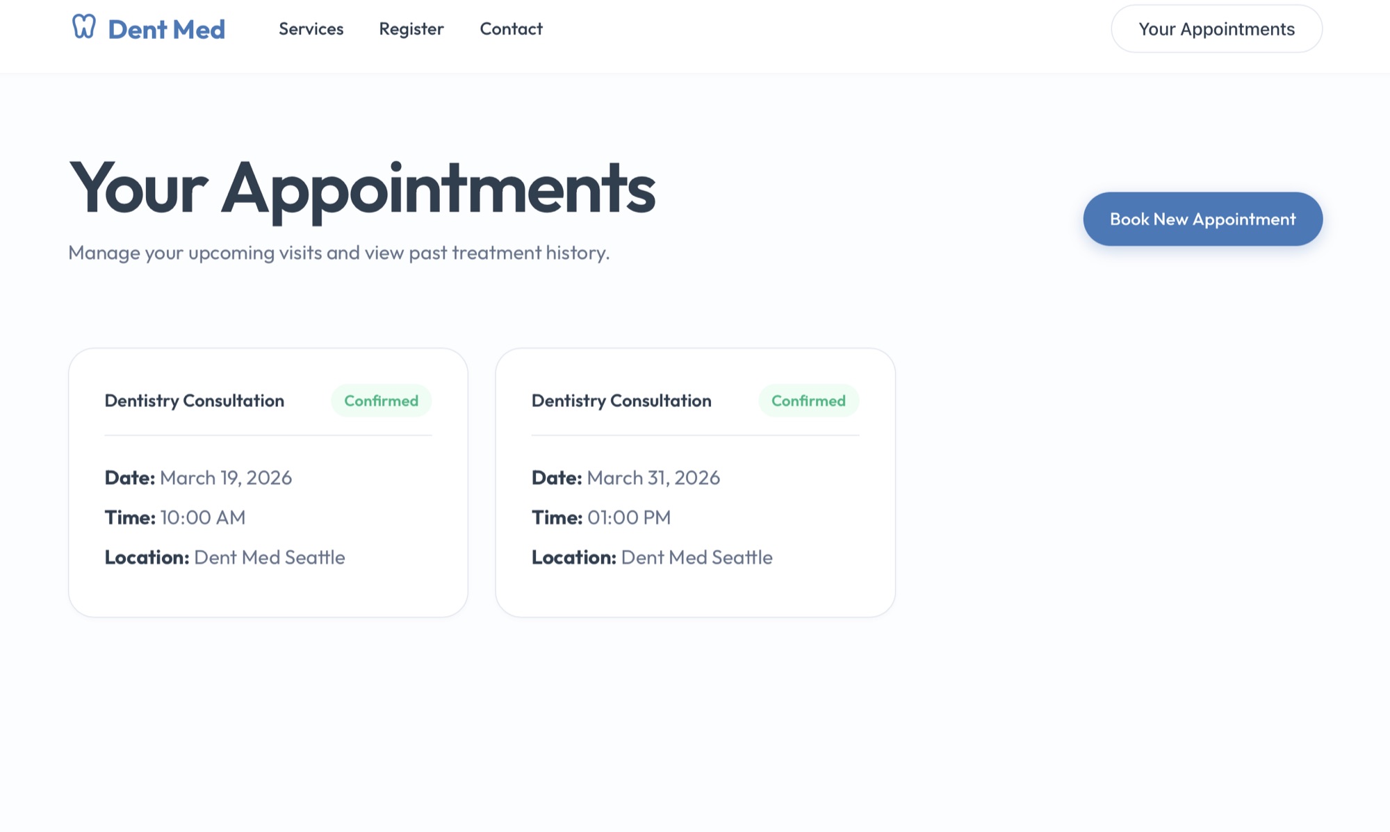 Dent Med — your appointments