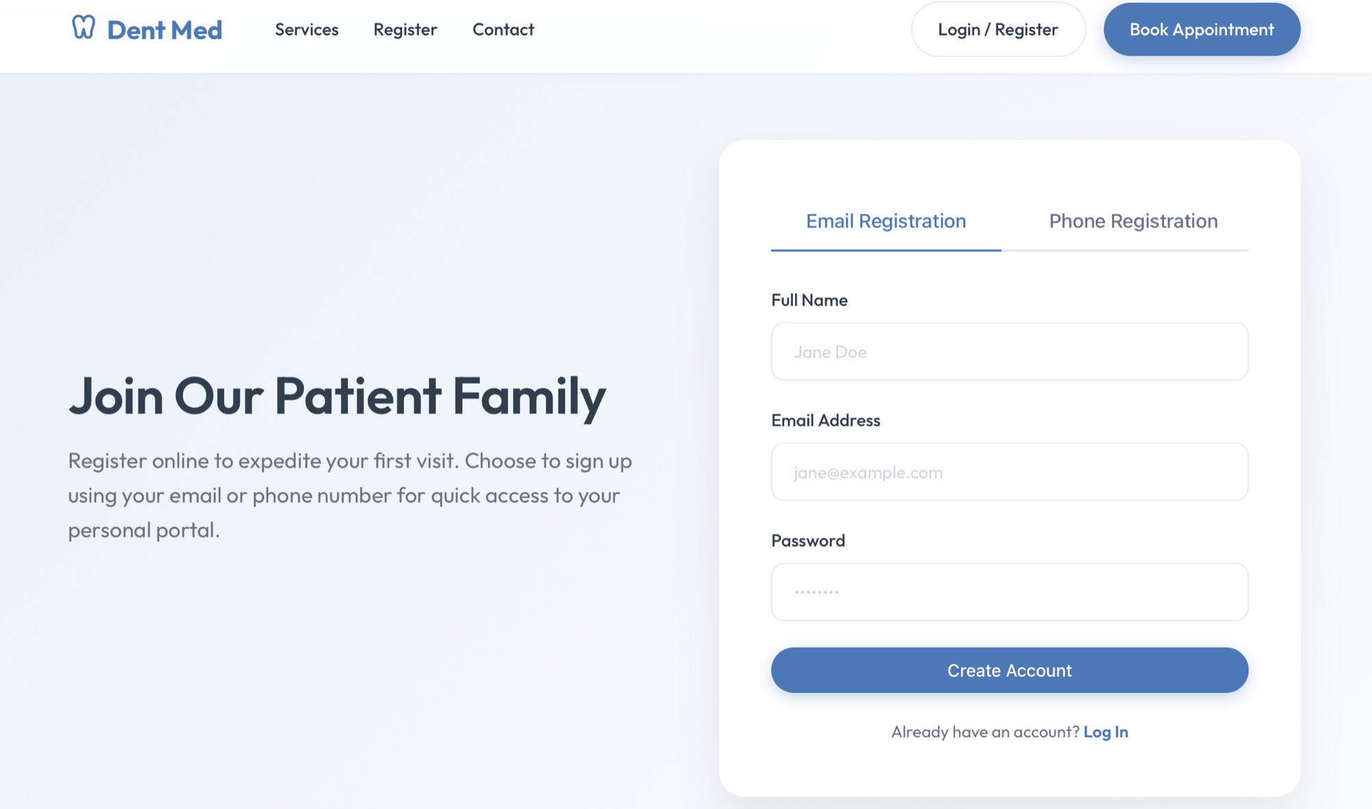 Dent Med — patient registration