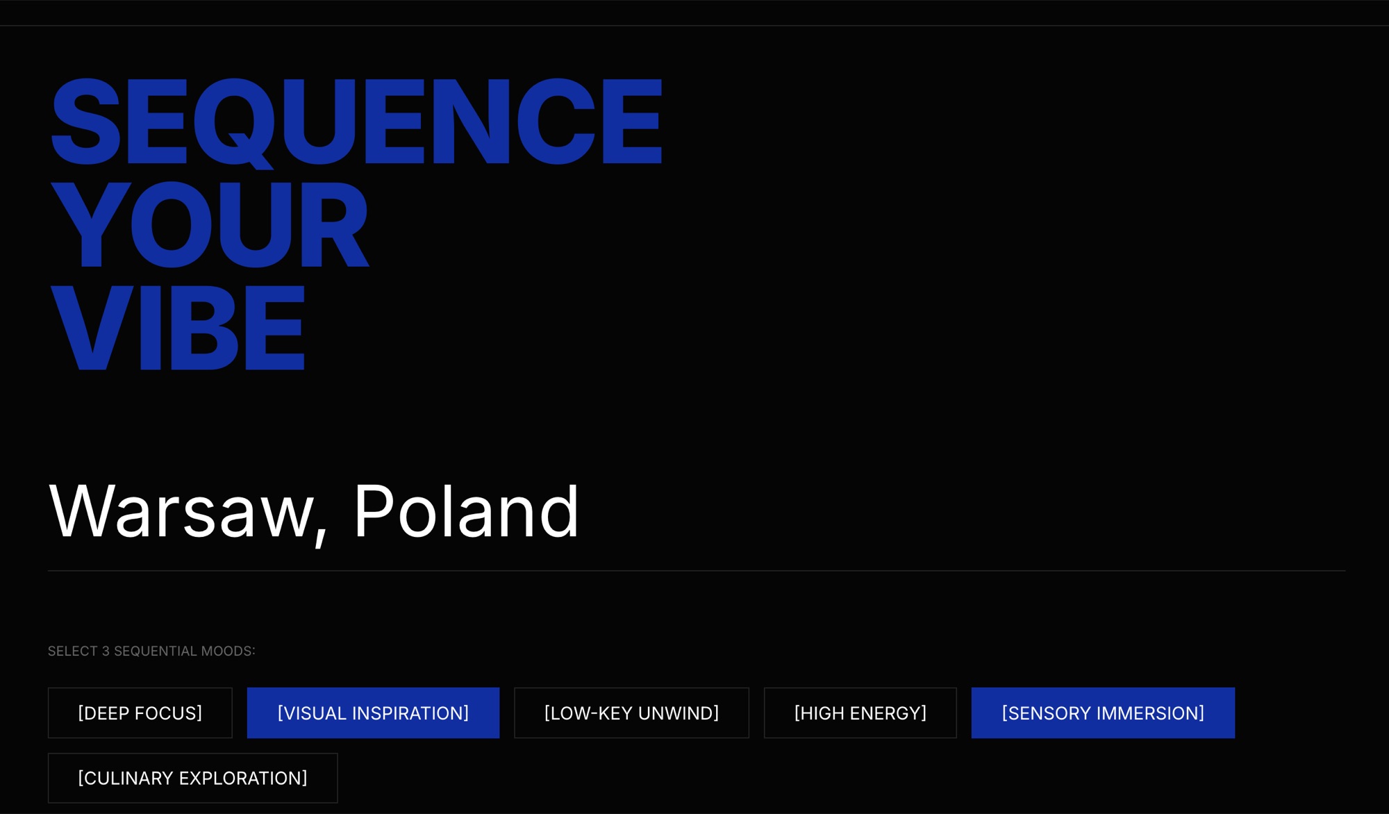 PulseCity — Sequence Your Vibe itinerary builder