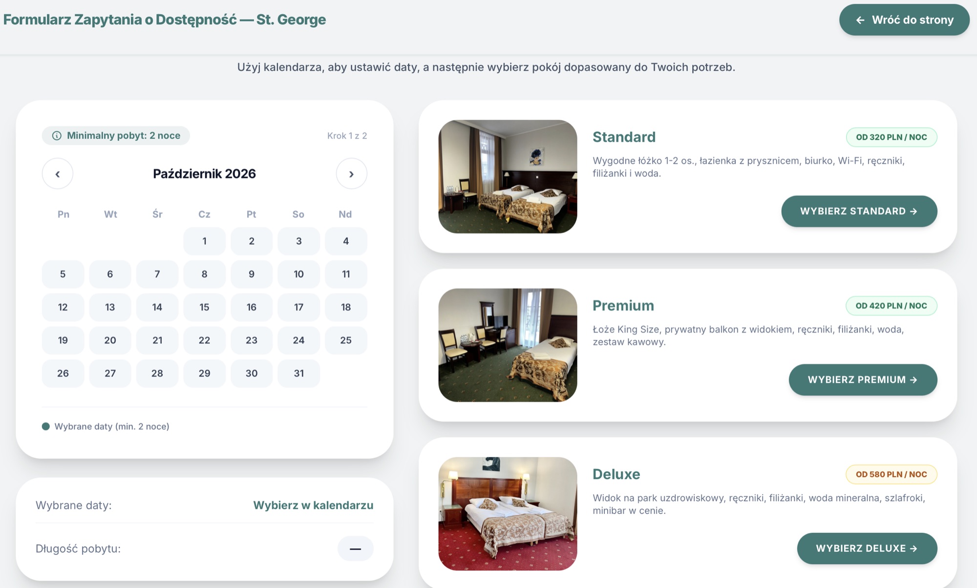 St. George — availability request form