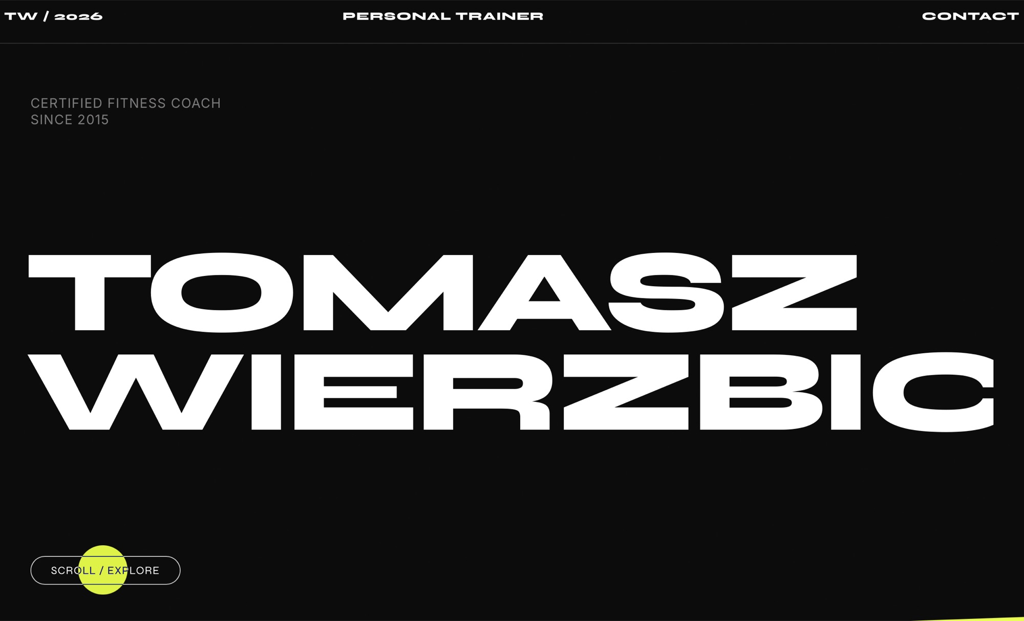 Tomasz Wierzbicki personal trainer landing page — hero